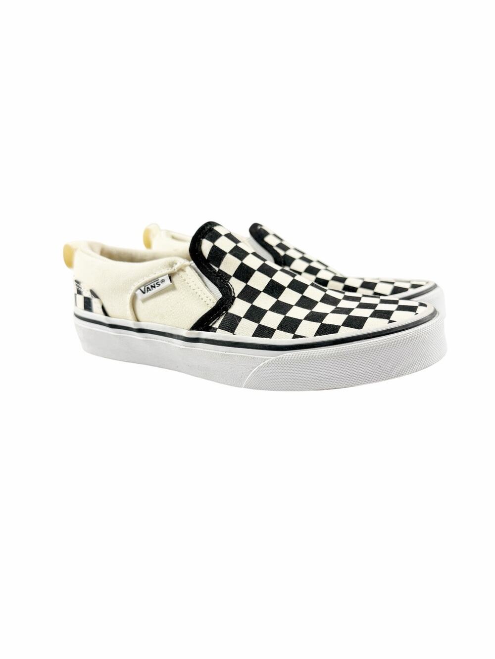 Vans Classic Checkerboard Slip-On Sneakers Black White Youth Size 2